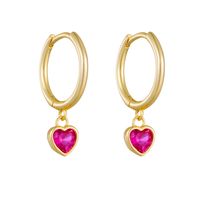 1 Pair Simple Style Heart Shape Plating Inlay Sterling Silver Zircon 14k Gold Plated Rhodium Plated Drop Earrings main image 6