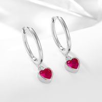 1 Pair Simple Style Heart Shape Plating Inlay Sterling Silver Zircon 14k Gold Plated Rhodium Plated Drop Earrings main image 8