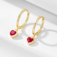 1 Pair Simple Style Heart Shape Plating Inlay Sterling Silver Zircon 14k Gold Plated Rhodium Plated Drop Earrings main image 1