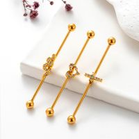 1 Piece Ear Cartilage Rings & Studs Vintage Style Cross Heart Shape Snake 316 Stainless Steel  Copper Plating Inlay Zircon main image 2