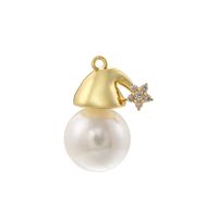 Elegant Simple Style Christmas Hat Bell Copper Plating Inlay Artificial Pearls Zircon 18k Gold Plated Charms main image 5