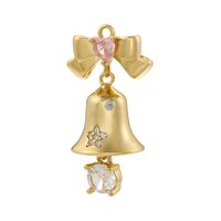 Elegant Simple Style Christmas Hat Bell Copper Plating Inlay Artificial Pearls Zircon 18k Gold Plated Charms main image 4