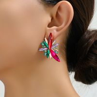 1 Pair Glam Geometric Wings Plating Inlay Alloy Zinc Alloy Glass Ear Studs main image 9