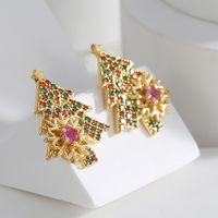1 Pair Elegant Christmas Sweet Christmas Tree Snowflake Plating Inlay Copper Zircon 18k Gold Plated Ear Studs main image 10