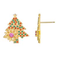 1 Pair Elegant Christmas Sweet Christmas Tree Snowflake Plating Inlay Copper Zircon 18k Gold Plated Ear Studs sku image 2