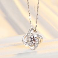 Elegant Luxurious Solid Color Sterling Silver Inlay Zircon Silver Plated Pendant Necklace main image 1