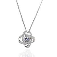 Elegant Luxurious Solid Color Sterling Silver Inlay Zircon Silver Plated Pendant Necklace main image 3