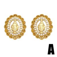 1 Pair Vintage Style Simple Style Geometric Plating Inlay Copper Zircon 18k Gold Plated Ear Studs main image 4