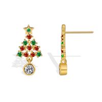 1 Pair Elegant Christmas Sweet Christmas Tree Snowflake Plating Inlay Copper Zircon 18k Gold Plated Ear Studs main image 2