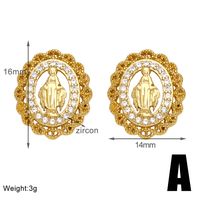 1 Pair Vintage Style Simple Style Geometric Plating Inlay Copper Zircon 18k Gold Plated Ear Studs sku image 1