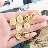 1 Pair Vintage Style Simple Style Geometric Plating Inlay Copper Zircon 18k Gold Plated Ear Studs main image 1