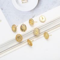 1 Pair Vintage Style Simple Style Geometric Plating Inlay Copper Zircon 18k Gold Plated Ear Studs main image 5