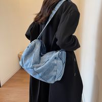 Women's Denim Solid Color Vacation Sports Sewing Thread Square Zipper Shoulder Bag Functional Backpack Messenger Bag main image 4