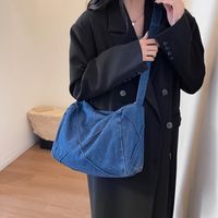 Women's Denim Solid Color Vacation Sports Sewing Thread Square Zipper Shoulder Bag Functional Backpack Messenger Bag main image 7