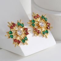 1 Pair Elegant Streetwear Snowflake Plating Inlay Copper Zircon 18k Gold Plated Ear Studs main image 9