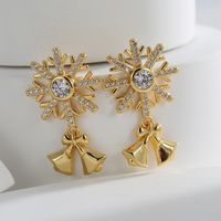 1 Pair Elegant Streetwear Snowflake Plating Inlay Copper Zircon 18k Gold Plated Ear Studs main image 4