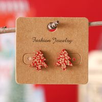 1 Pair Christmas Streetwear Christmas Tree Wood Ear Studs sku image 1