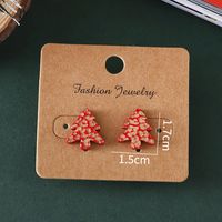1 Pair Christmas Streetwear Christmas Tree Wood Ear Studs main image 3