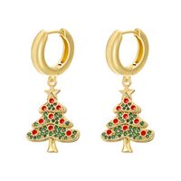 1 Pair Casual Elegant Christmas Christmas Hat Christmas Tree Santa Claus Enamel Plating Inlay Copper Zircon 18k Gold Plated Drop Earrings sku image 11