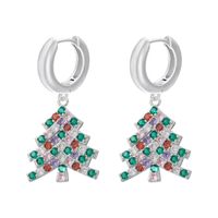 1 Paire Décontractée Élégant Noël Chapeau De Noël Sapin De Noël Père Noël Émail Placage Incruster Le Cuivre Zircon Plaqué Or 18k Boucles D'oreilles main image 3