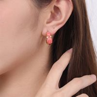 1 Pair Simple Style Commute Round Plating Inlay Stainless Steel Natural Stone 18k Gold Plated Ear Studs main image 6