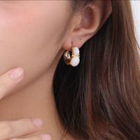 1 Pair Simple Style Commute Round Plating Inlay Stainless Steel Natural Stone 18k Gold Plated Ear Studs main image 8