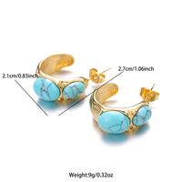 1 Pair Simple Style Commute Round Plating Inlay Stainless Steel Natural Stone 18k Gold Plated Ear Studs sku image 1
