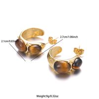 1 Pair Simple Style Commute Round Plating Inlay Stainless Steel Natural Stone 18k Gold Plated Ear Studs sku image 2