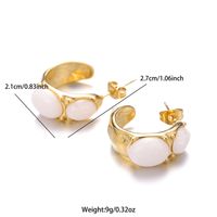 1 Pair Simple Style Commute Round Plating Inlay Stainless Steel Natural Stone 18k Gold Plated Ear Studs sku image 4