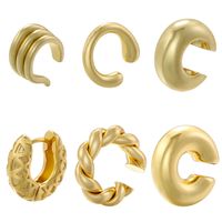1 Pair Retro Simple Style C Shape Plating Copper 18k Gold Plated Earrings main image 1