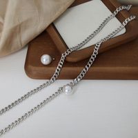 Wholesale Simple Style Streetwear Geometric Artificial Pearl Titanium Steel Necklace main image 3