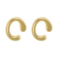 1 Pair Retro Simple Style C Shape Plating Copper 18k Gold Plated Earrings sku image 3