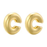 1 Pair Retro Simple Style C Shape Plating Copper 18k Gold Plated Earrings sku image 13