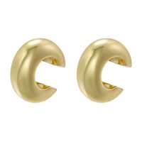 1 Pair Retro Simple Style C Shape Plating Copper 18k Gold Plated Earrings sku image 7