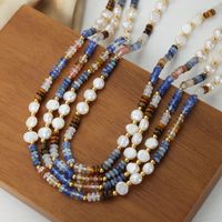 Wholesale Vacation Marine Style Simple Style Geometric Freshwater Pearl Titanium Steel Plating 18k Gold Plated Necklace main image 1