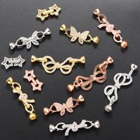 Simple Style Classic Style Pentagram Water Droplets Bow Knot Copper Plating Inlay Zircon 18k Gold Plated Jewelry Accessories main image 3