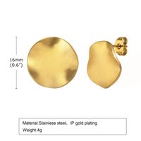 1 Pair Vintage Style Round Solid Color Plating 201 Stainless Steel Gold Plated Ear Studs sku image 1