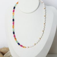 Wholesale Elegant Simple Style Colorful Freshwater Pearl Titanium Steel Beaded Plating 18k Gold Plated Necklace main image 5