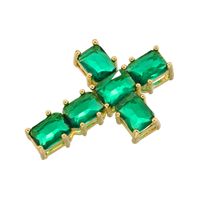 Hip-hop Rock Cool Style Cross Copper Plating Inlay Zircon 18k Gold Plated Charms main image 6