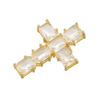 Hip-hop Rock Cool Style Cross Copper Plating Inlay Zircon 18k Gold Plated Charms main image 4