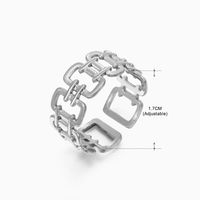 Vintage Style Geometric Solid Color Stainless Steel Plating Open Rings sku image 26