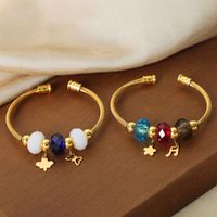 Casual Simple Style Flower Artificial Crystal Titanium Steel Plating 18k Gold Plated Bangle main image 5