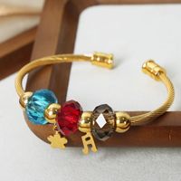 Casual Simple Style Flower Artificial Crystal Titanium Steel Plating 18k Gold Plated Bangle main image 8