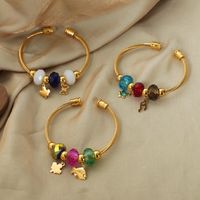 Casual Simple Style Flower Artificial Crystal Titanium Steel Plating 18k Gold Plated Bangle main image 3