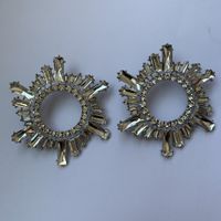 1 Pair Luxurious French Style Sun Plating Inlay Copper Alloy Rhinestones Silver Plated Ear Studs main image 3