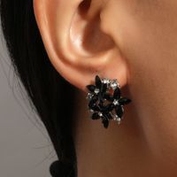 1 Pair Elegant Lady Flower Plating Inlay Alloy Crystal Silver Plated Ear Studs main image 1