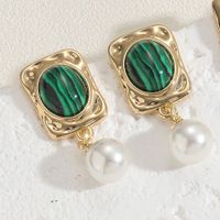 1 Pair Sweet Commute Solid Color Plating Inlay Brass Artificial Pearls Agate 14k Gold Plated Drop Earrings main image 5