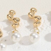 1 Pair Sweet Commute Solid Color Plating Inlay Brass Artificial Pearls Agate 14k Gold Plated Drop Earrings main image 7
