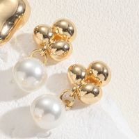 1 Pair Sweet Commute Solid Color Plating Inlay Brass Artificial Pearls Agate 14k Gold Plated Drop Earrings sku image 1