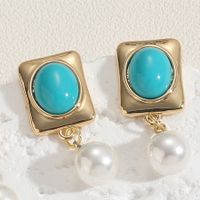 1 Pair Sweet Commute Solid Color Plating Inlay Brass Artificial Pearls Agate 14k Gold Plated Drop Earrings sku image 2
